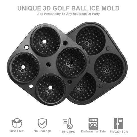 ACOOKEE four-hole golf ice tray fits four balls for playful drinks.