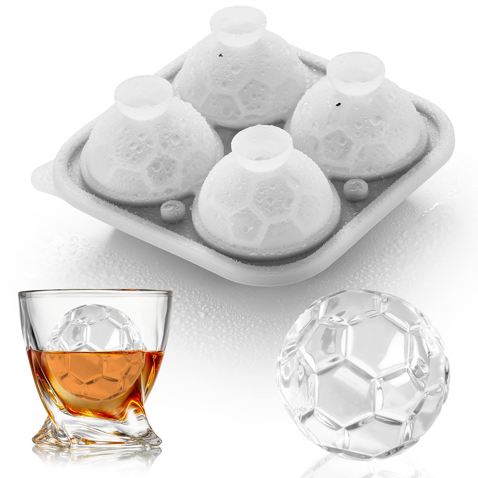 ACOOKEE soccer ball ice mold creates 2.2-inch spheres for cocktails