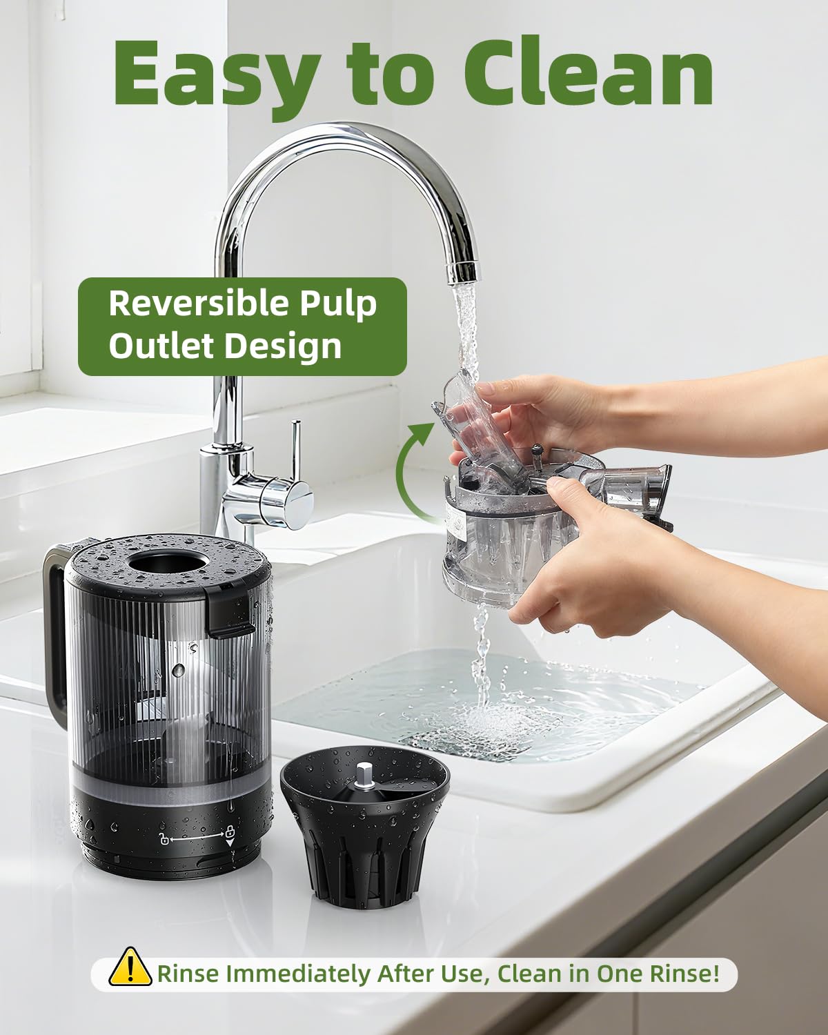 ACoqoos cold press juicer quick assembly for easy cleaning