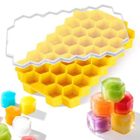 Acosexy Yerrow mini ice cube tray shows 37 cavities for easy freezing
