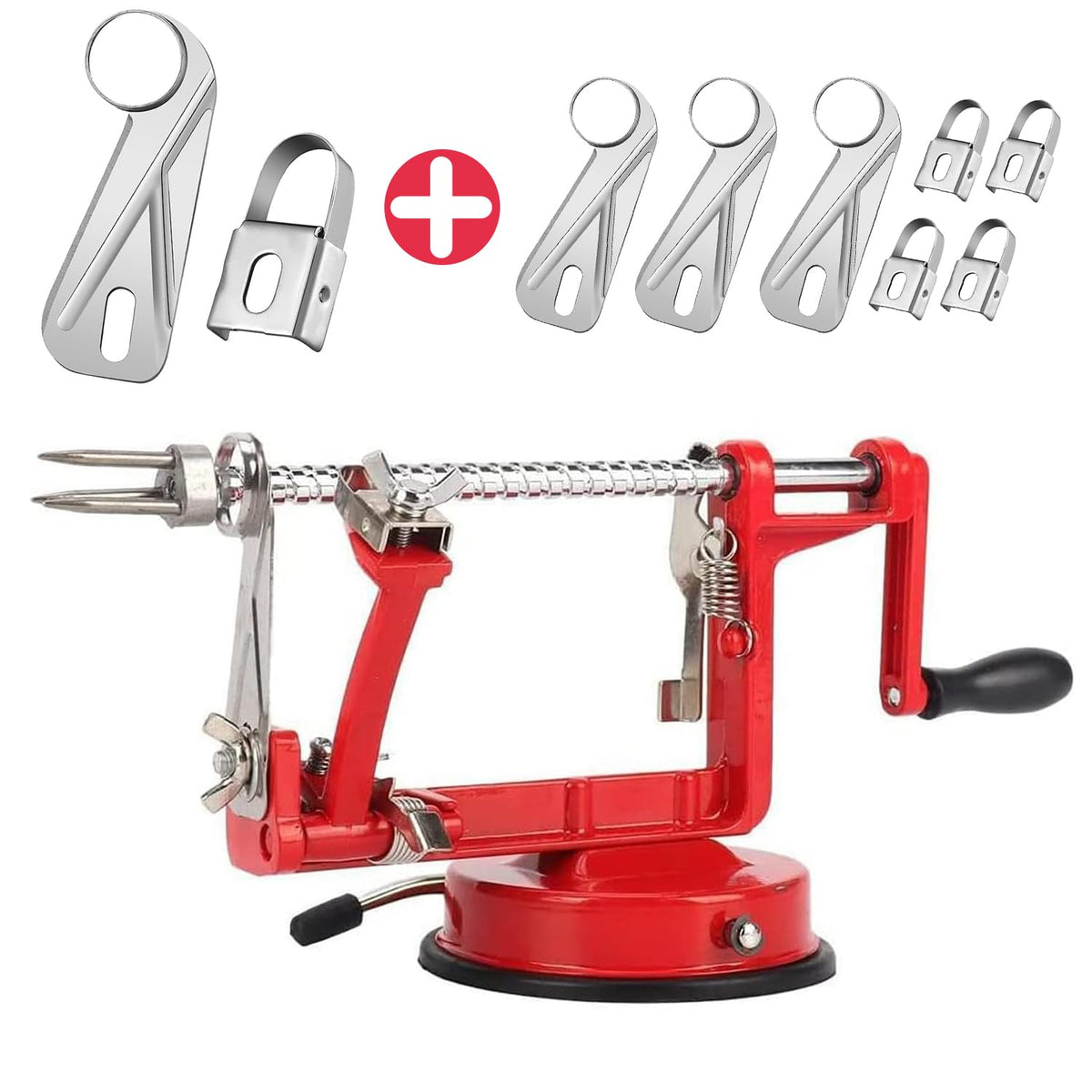 ACOTUM Apple Peeler 3-in-1 with red finish and sturdy base for easy prep