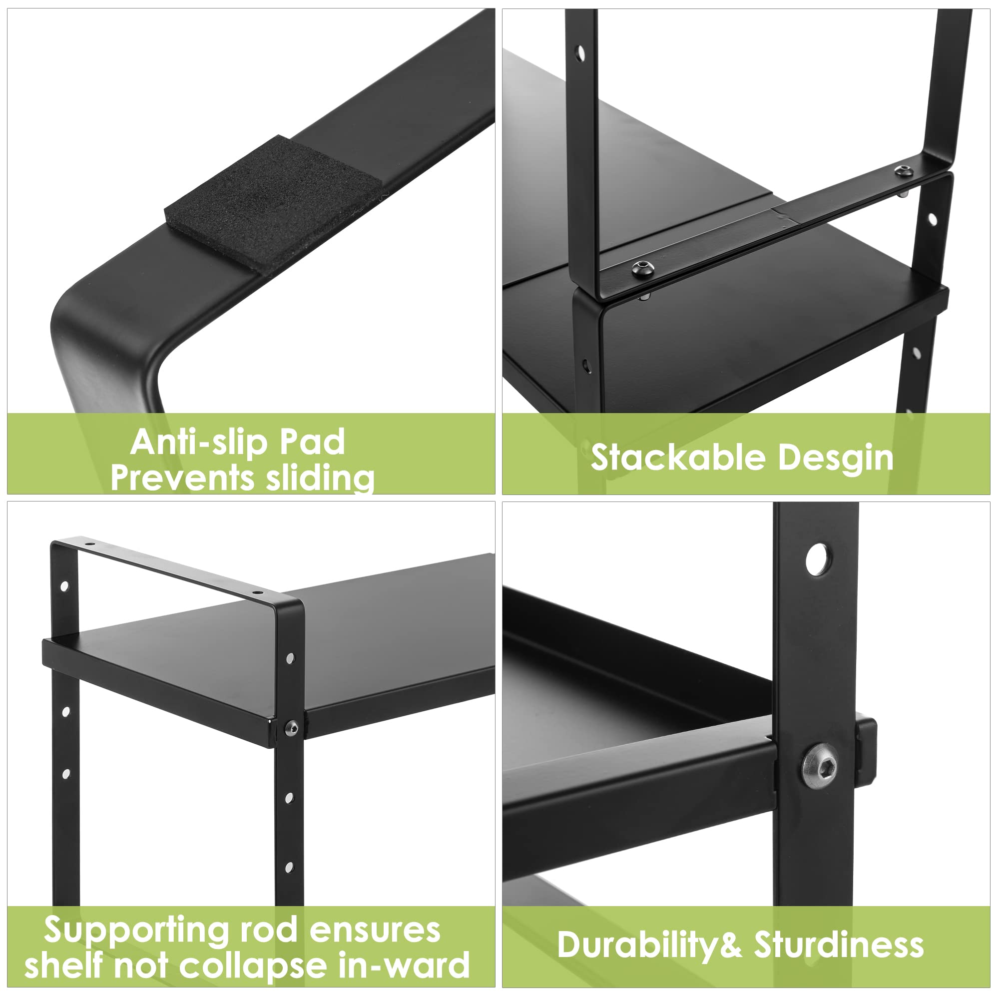 Across-Star easy-install shelf with non-slip feet on countertops.