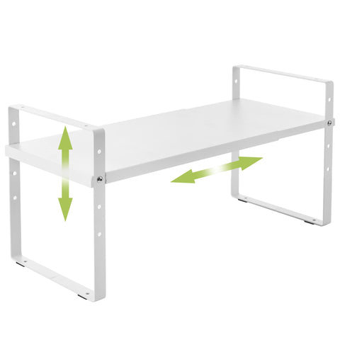 Across-Star expandable cabinet shelf rack with adjustable length for countertop organization