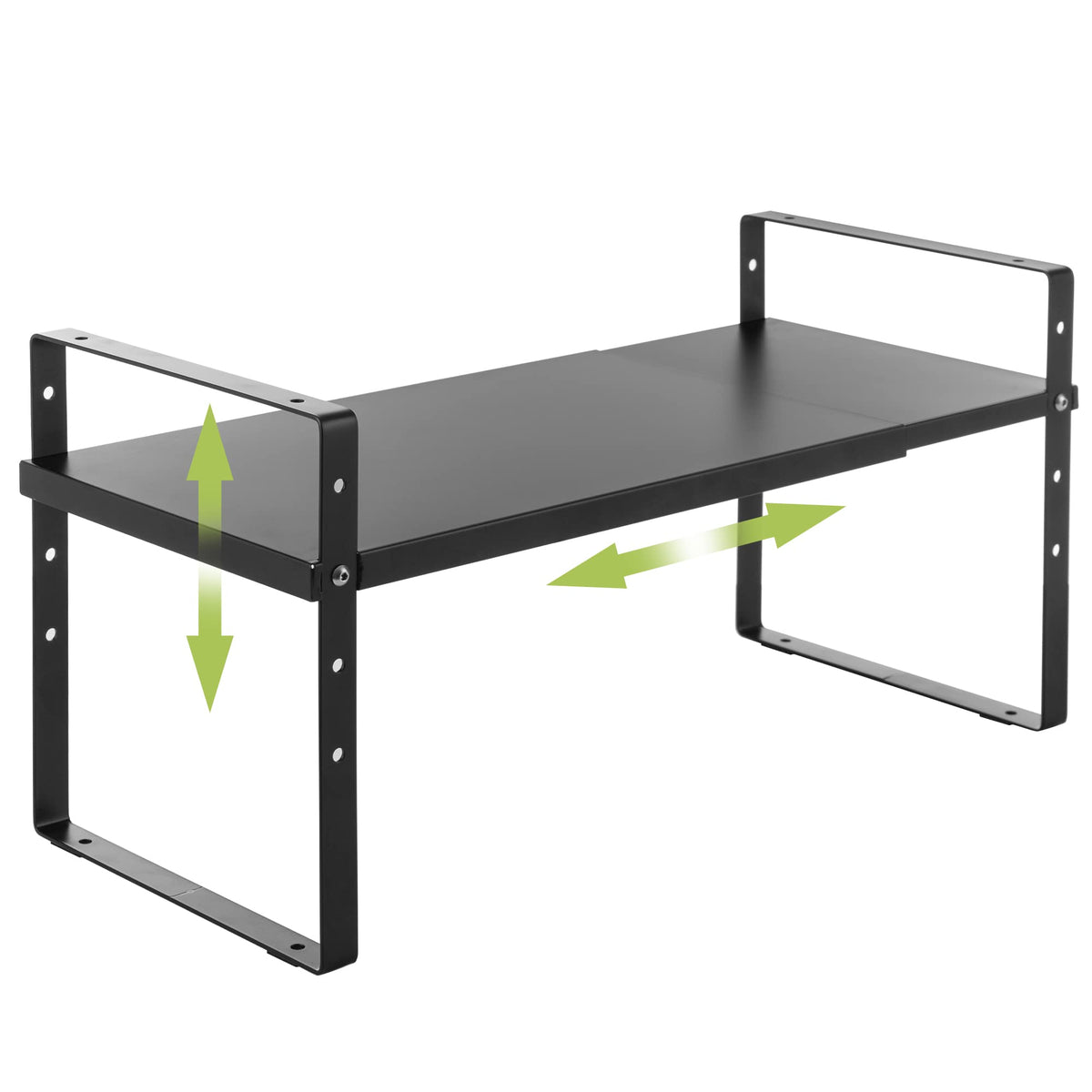 Across-Star expandable shelf shows adjustable length for flexible countertop organization