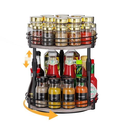Across-Star lazy-susan spice rack 2-tier view for organized cabinet storage and quick access.