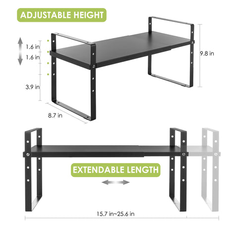 Across-Star multifunctional storage shelves maximize cabinet space and keep counters tidy
