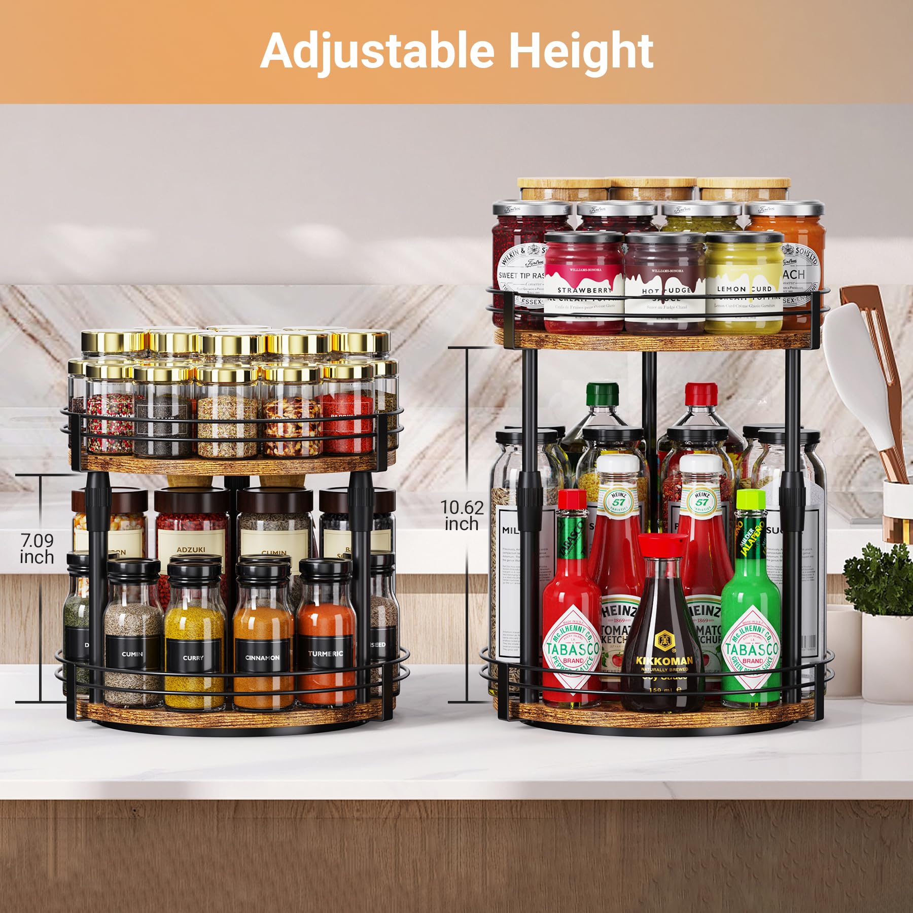 Across-Star 360° rotating spice organizer for easy access