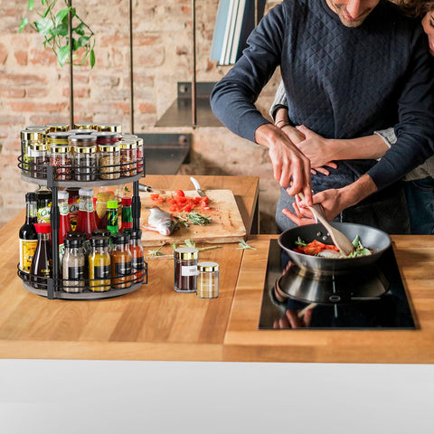 Across-Star rotating spice organizer close-up with bearings for smooth turns and effortless reach.