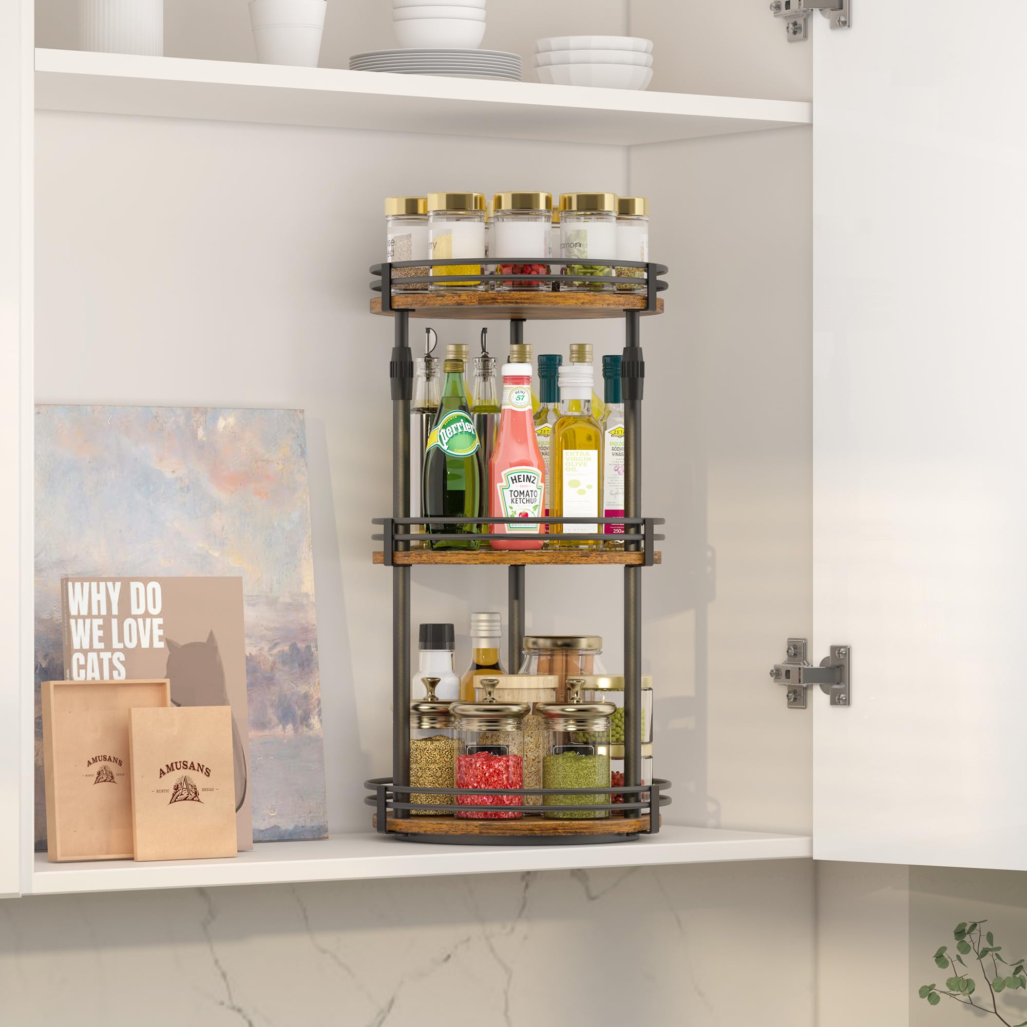 Across-Star spice rack in cabinet shows compact tone for tidy shelves.