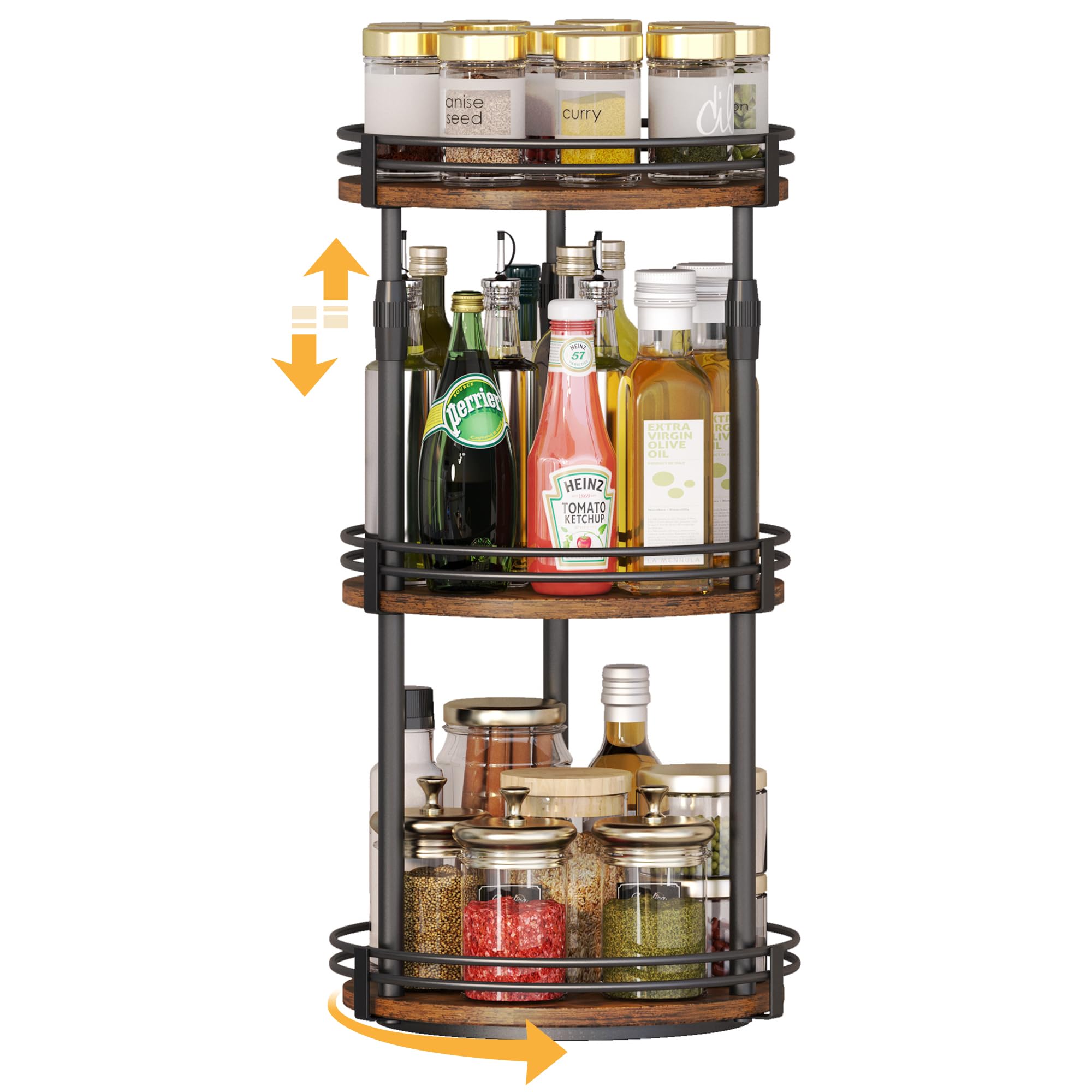 Across-Star spice rack top view demonstrates organized cabinet storage and easy access.