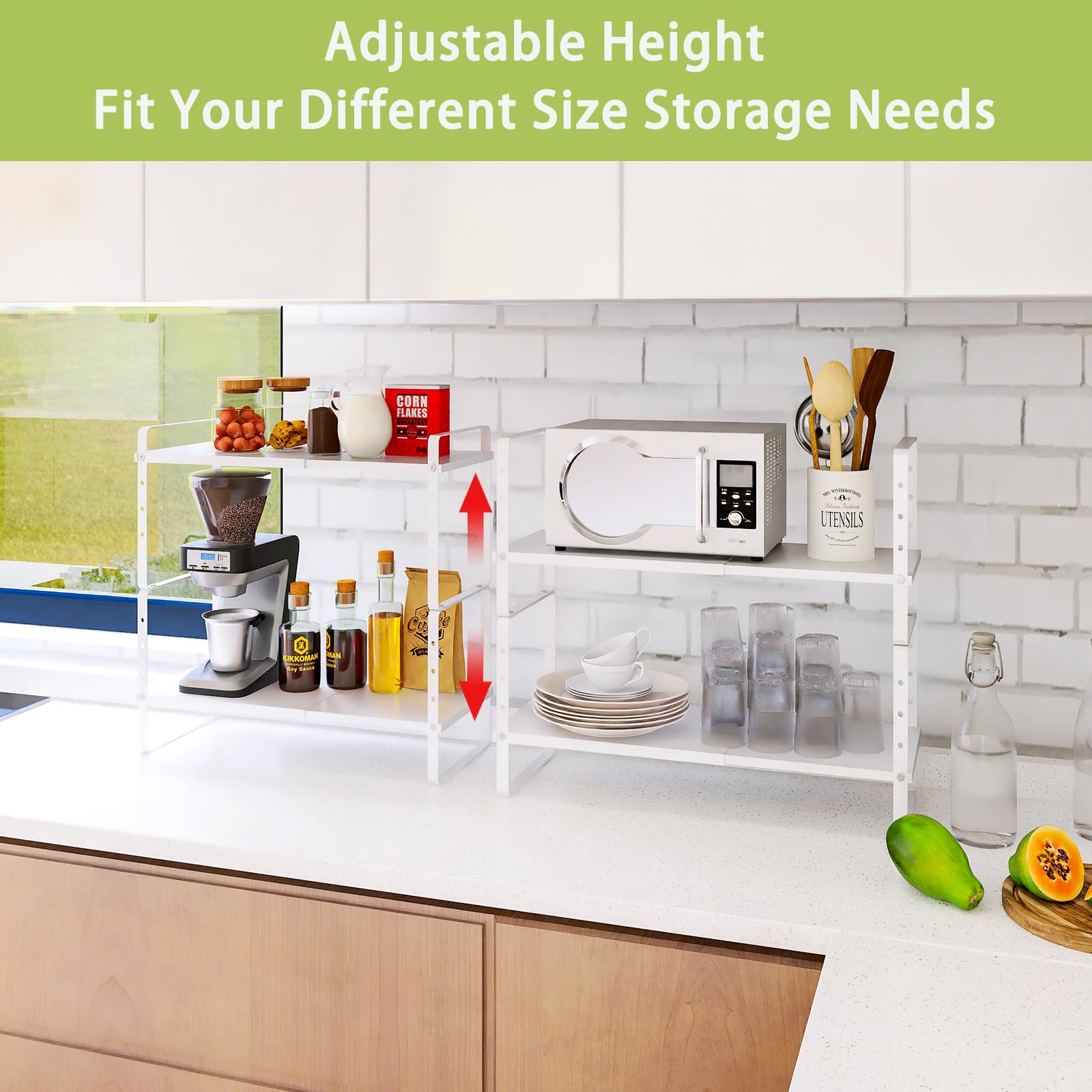 Across-Star stackable kitchen shelves for neat pantry storage