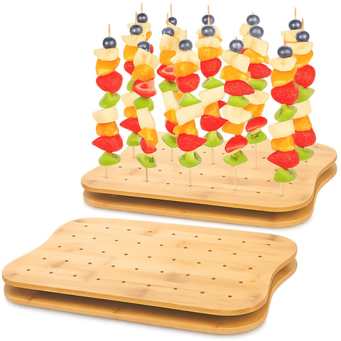 Acshio bamboo skewer holder front view with 90 holes for ample buffet display