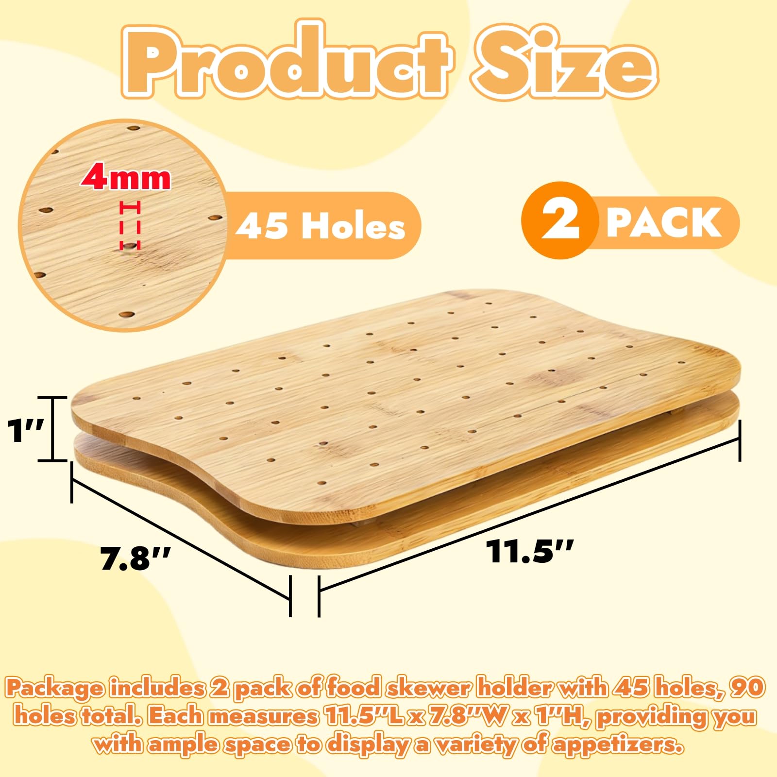Acshio bamboo skewer holder side view showing stable stand for easy serving