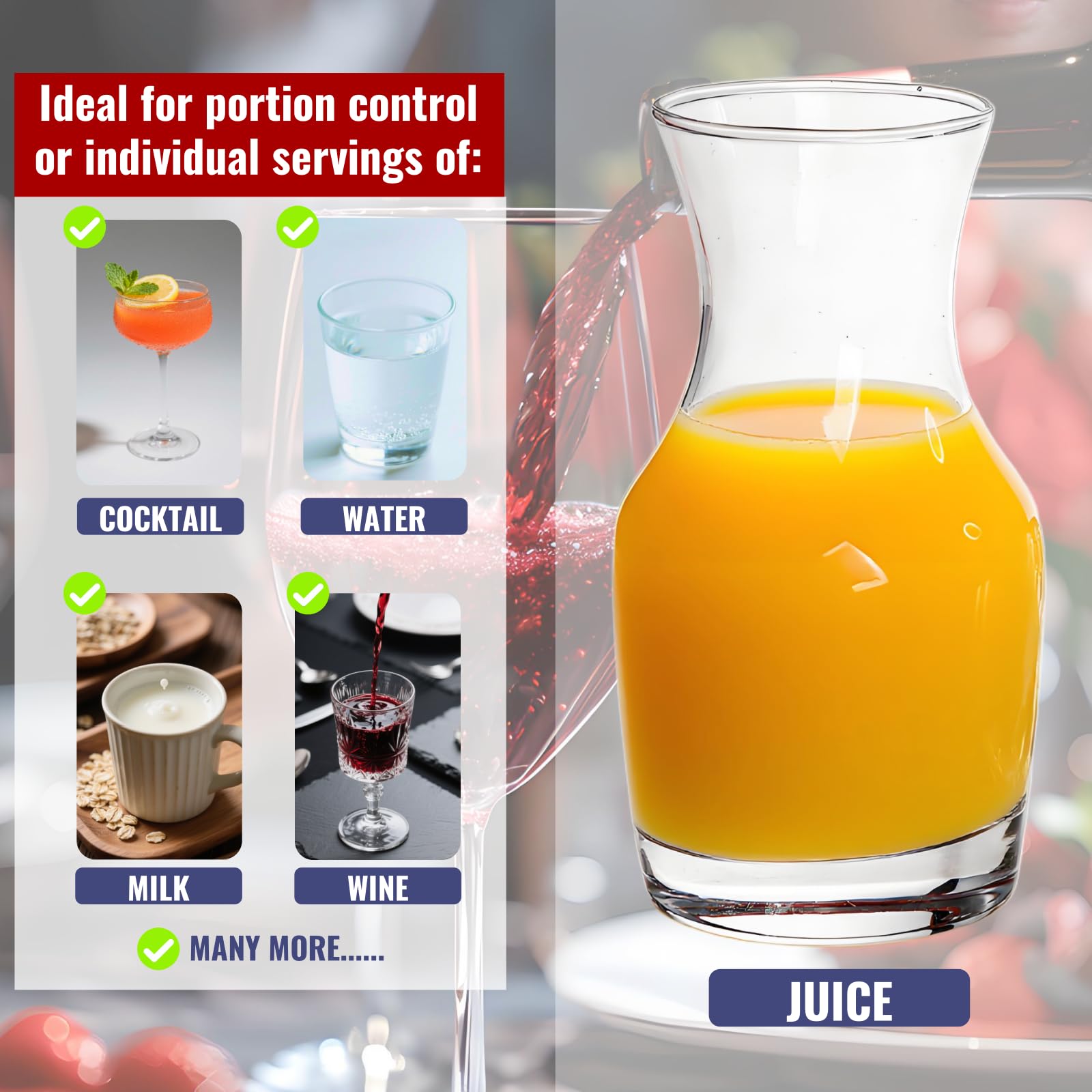 Acshio glass carafe with chip-resistant rim for durable daily use