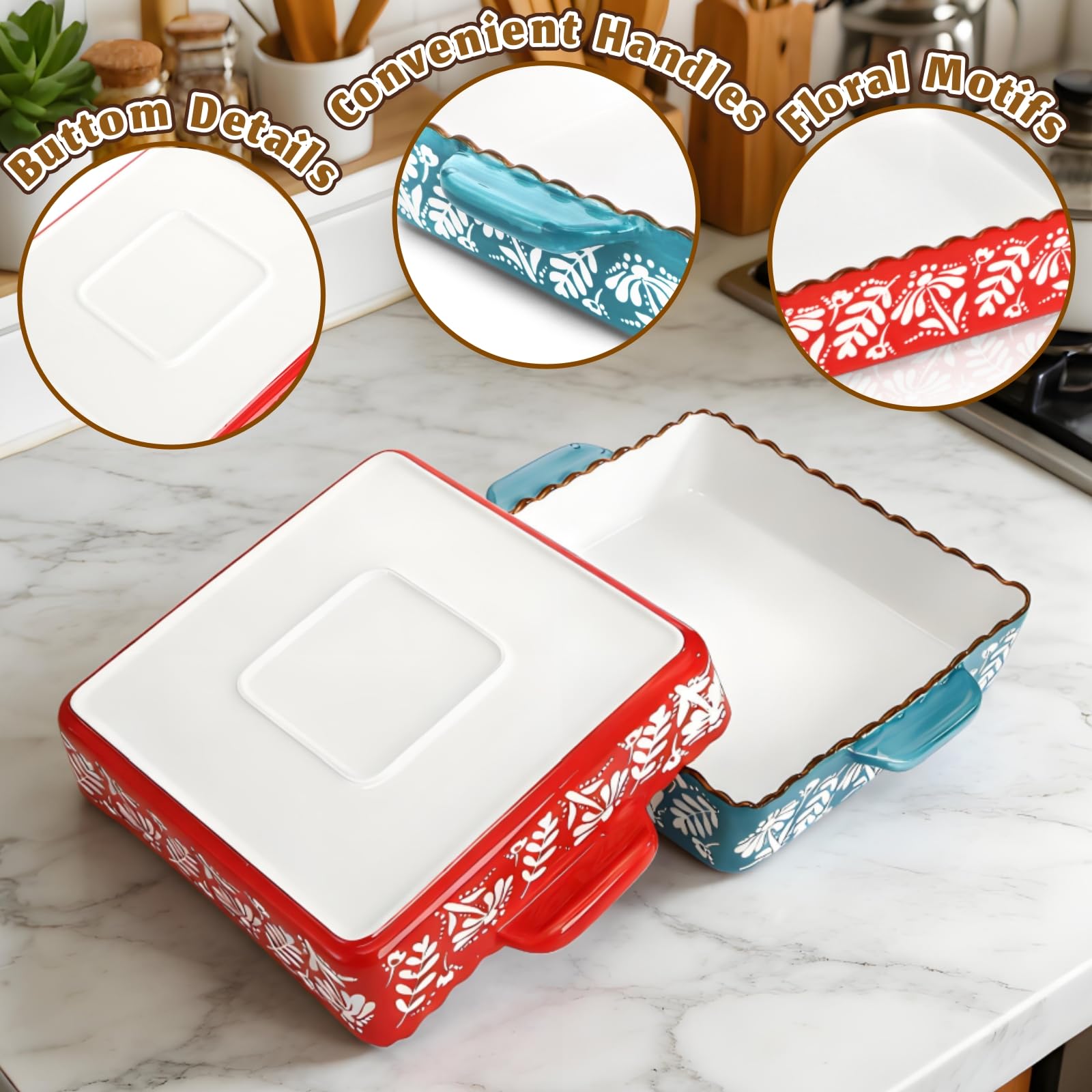 Acshio lasagna pan with double handles for easy oven to table