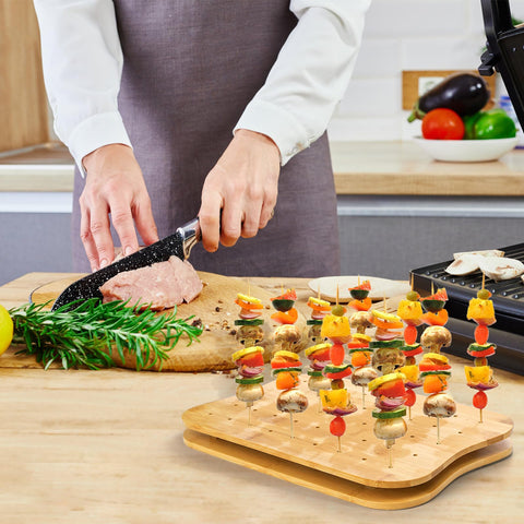 Acshio party kabob display setup for quick, hands-free serving