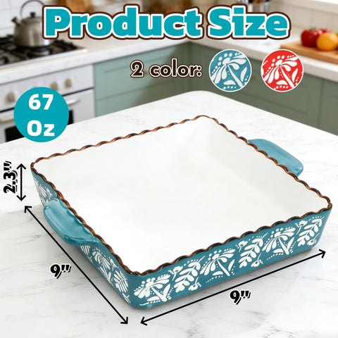 Acshio porcelain 9x9 square bakeware for even heat and neat portions