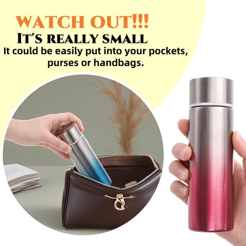 Acshio yellow gradient mini bottle keeps beverages cold or warm on trips