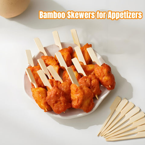 Acshio wide-flat handle design helps keep skewered items in place.