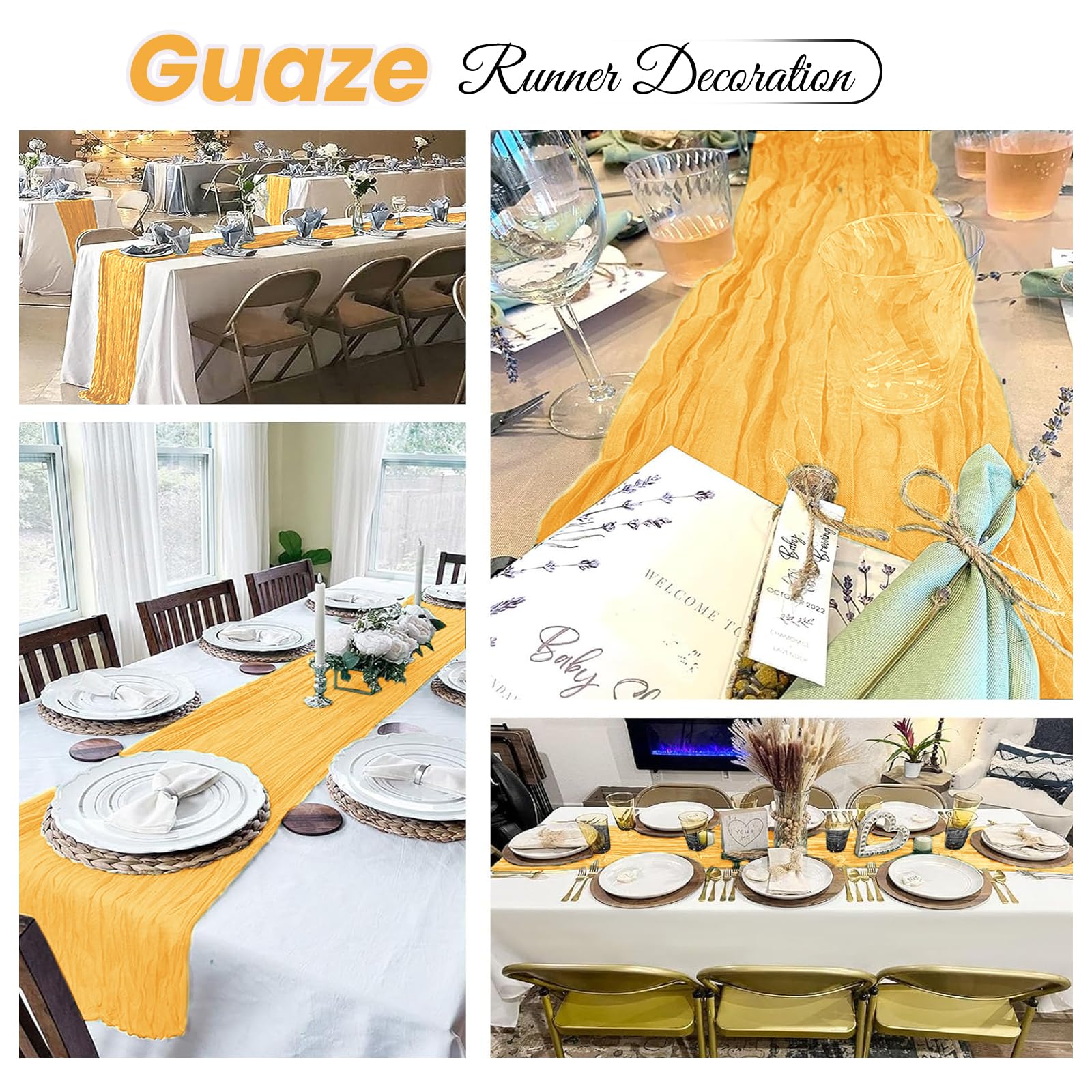 ACSUIT semi-sheer gauze fabric creates light, airy texture for sophisticated tables.