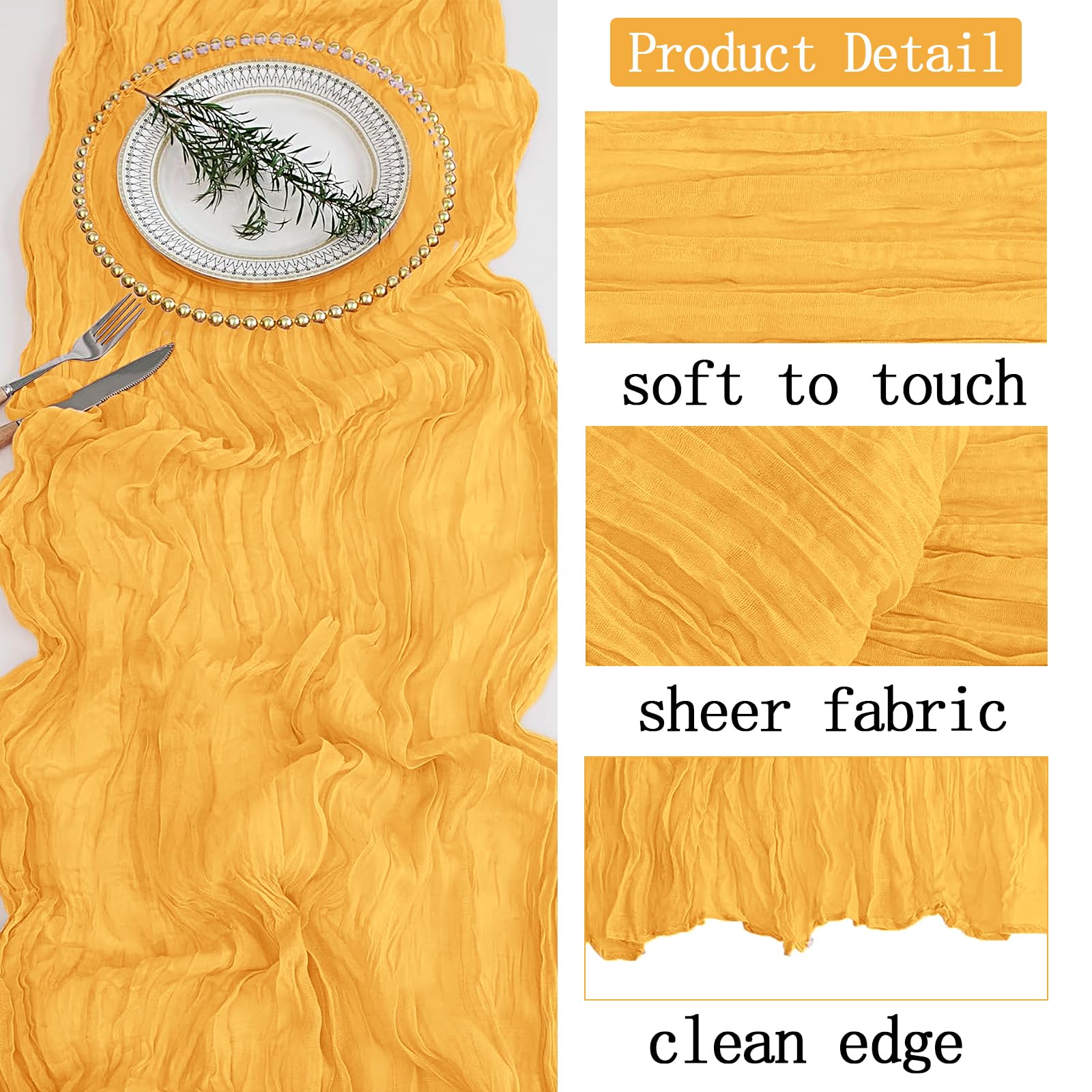 ACSUIT 10ft length table runner adds soft, romantic drape to banquet setups.