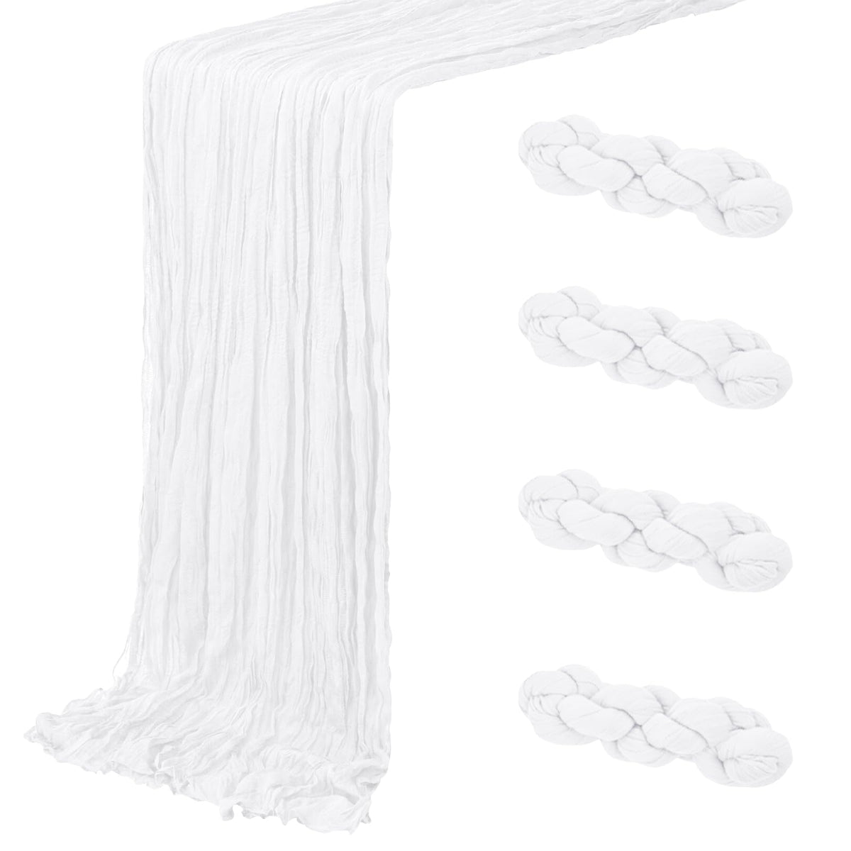 ACSUIT white cheesecloth table runner, 20x120 inches, adds subtle elegance for weddings