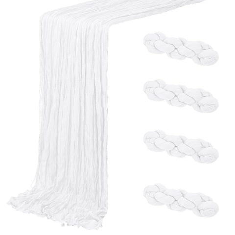 ACSUIT white cheesecloth table runner, 20x120 inches, adds subtle elegance for weddings