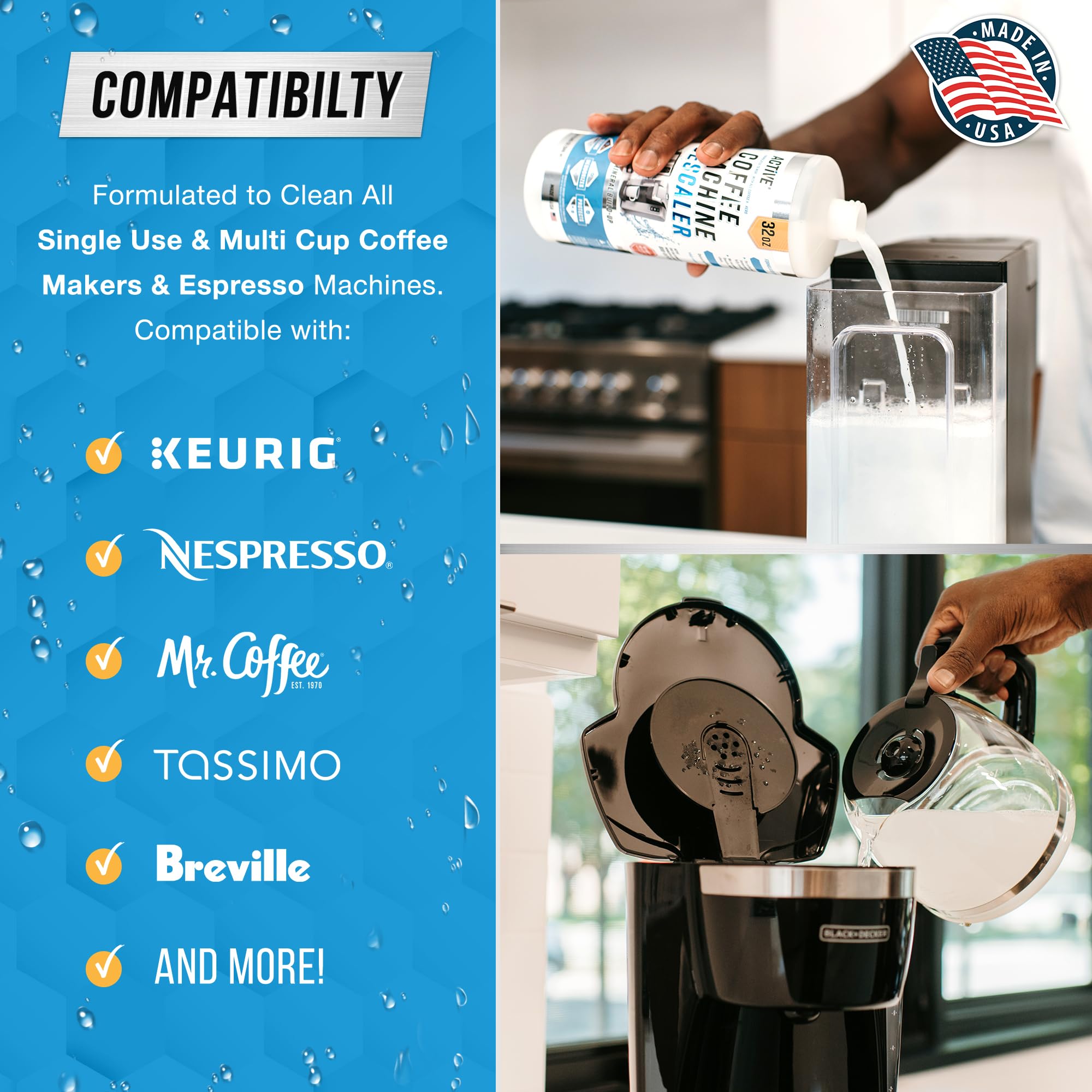 Cleaning cycle with ACTIVE cleaner on a multi-cup machine for simple upkeep