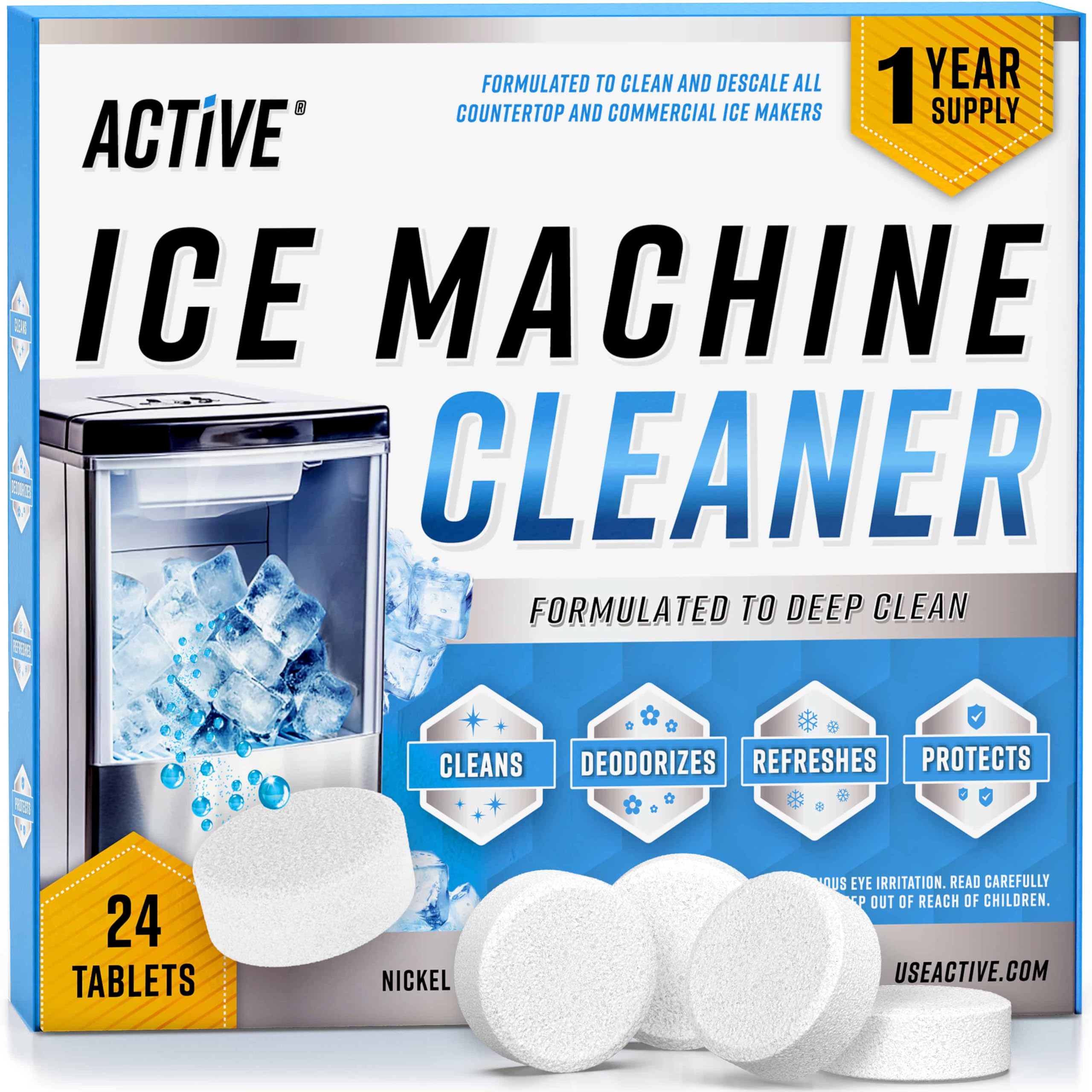 ACTIVE Ice Machine Cleaner tablets ready for nickel-safe descaling.