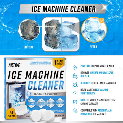 ACTIVE descaler close-up showing safe formula for nickel and stainless steel.