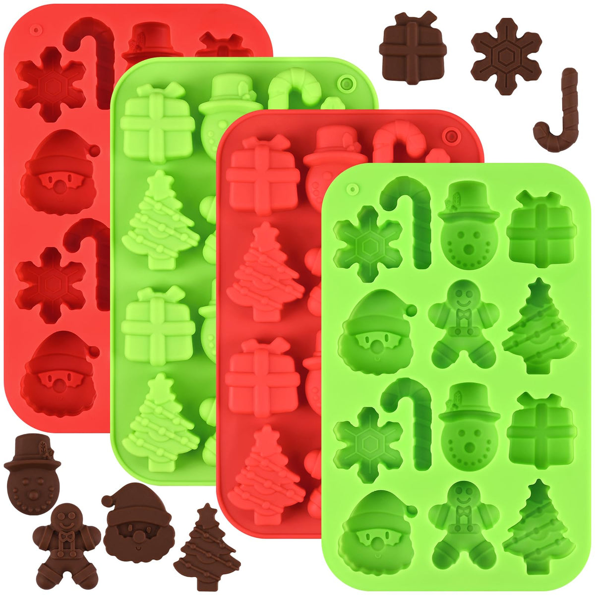 Actvty Christmas Molds 4-pack overview for versatile chocolate and candy making.