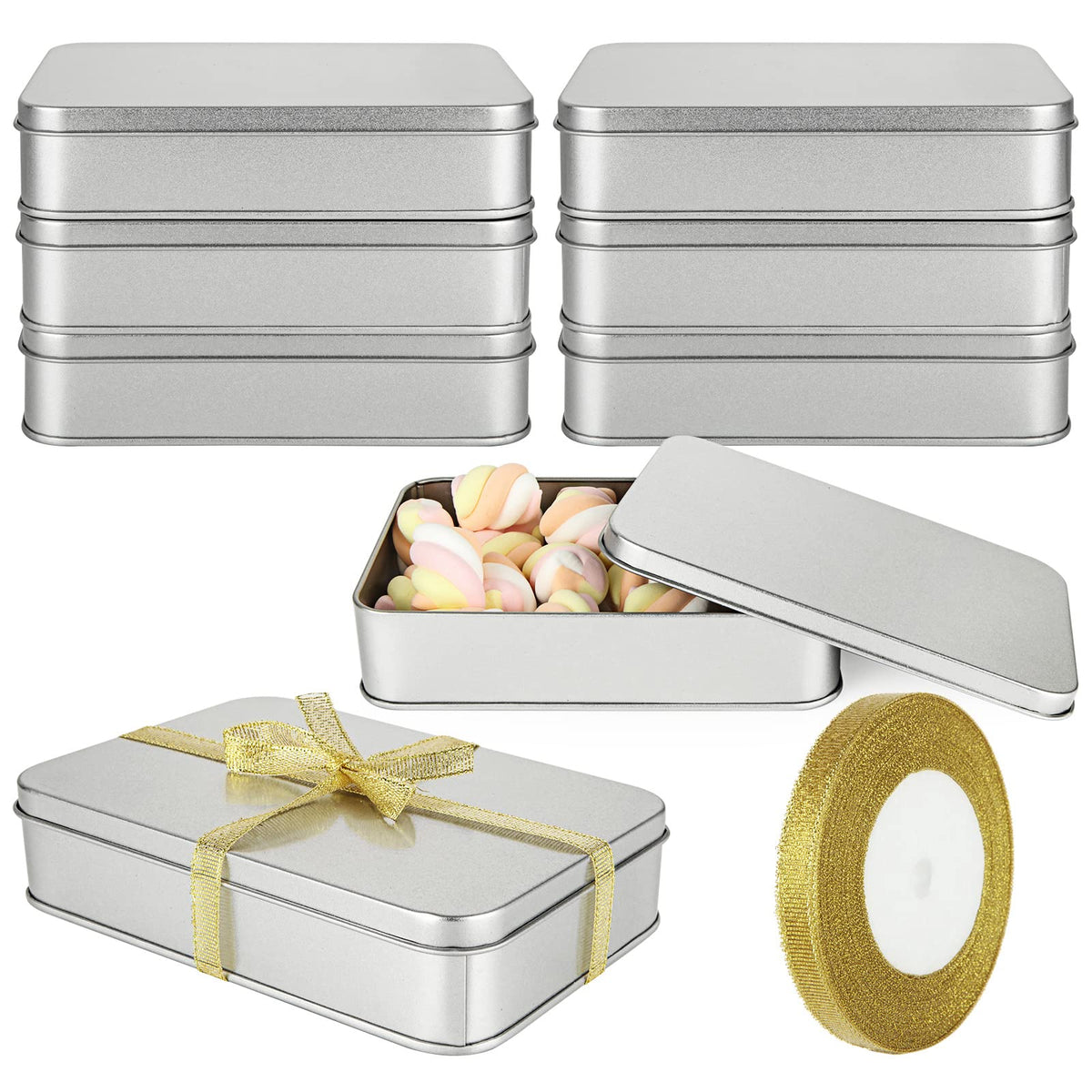 ACXFOND empty metal tin with lid for safe, stackable treat storage.
