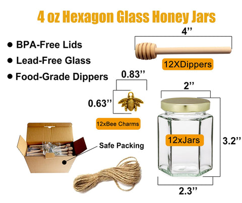 Adabocute honey jar with wooden dipper enables easy, mess-free honey serving.