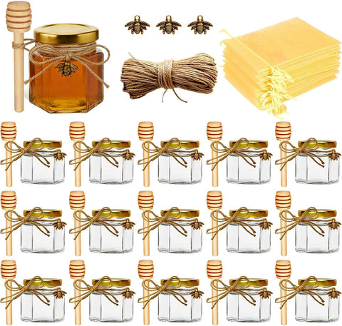 Adabocute honey pot 2oz jar, clear glass, ideal for wedding favors.