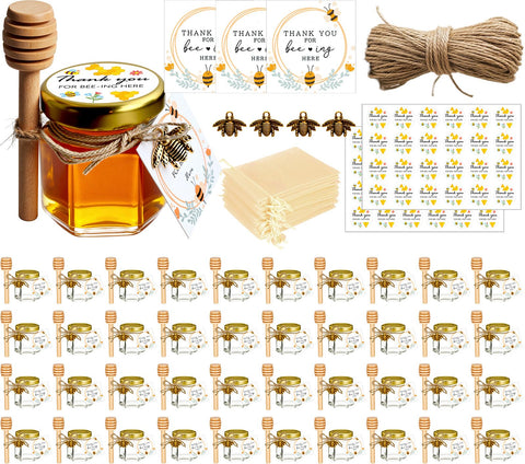 Adabocute honey pot mini jar with wood dipper for gifts and favors