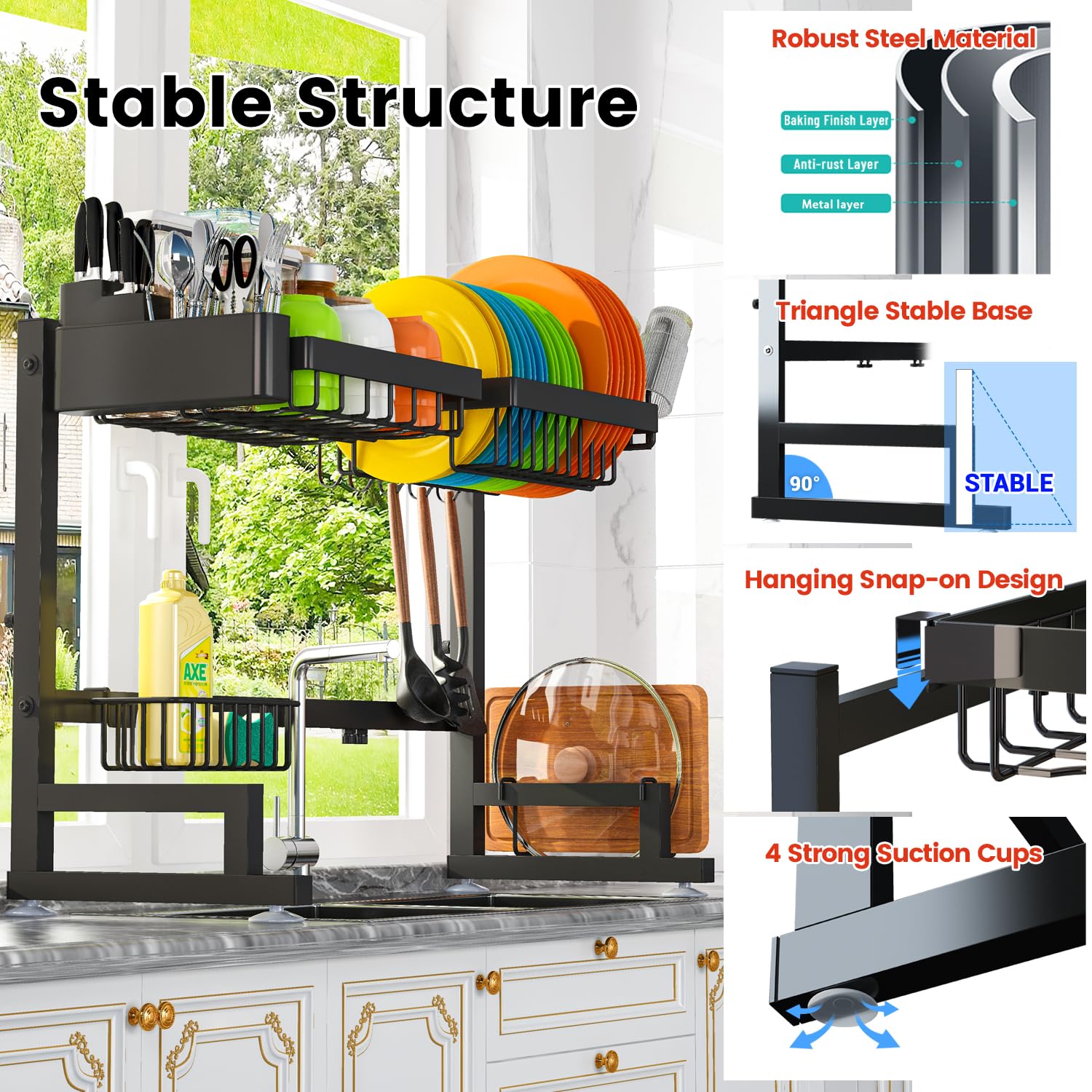 ADBIU black finish resists rust and is easy to clean for busy kitchens.
