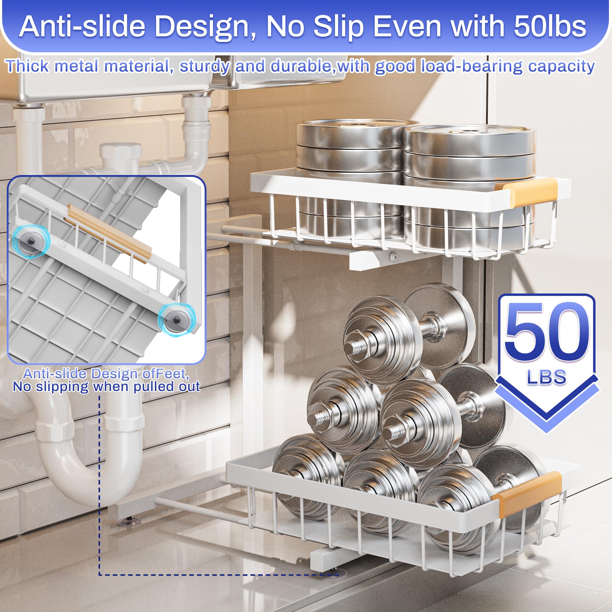 ADBIU close-up reveals durable white rails for storage.