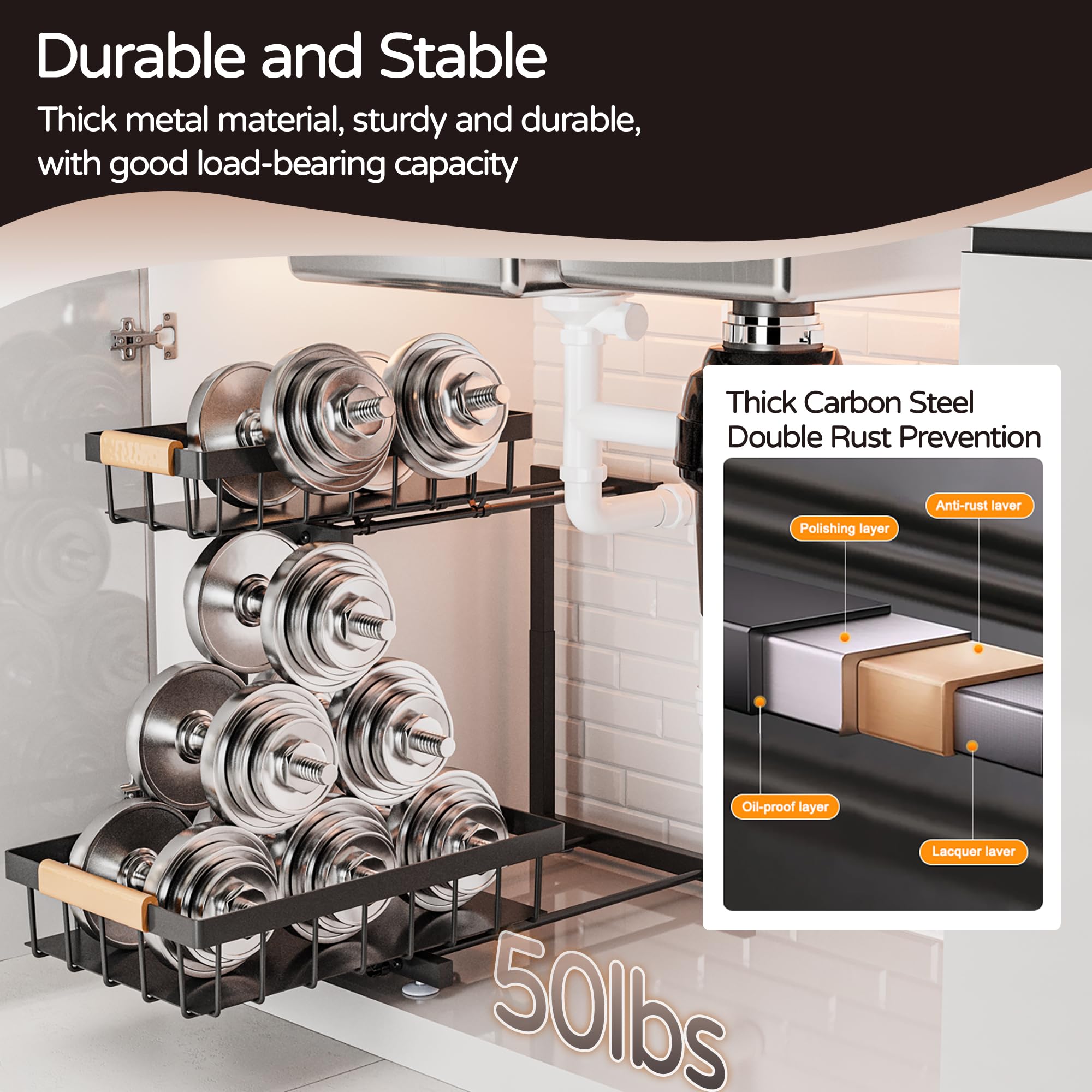 ADBIU easy-height-adjustment design keeps items reachable
