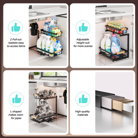 Ideal for kitchen cabinet organization with accessible compartments
