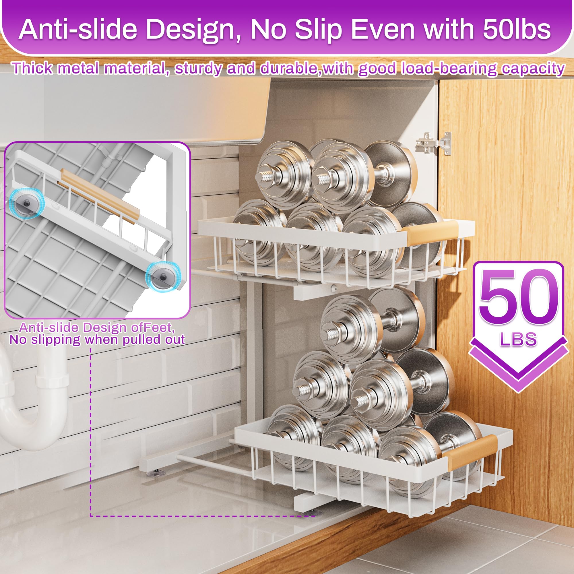 ADBIU metal frame with black finish resists wear for long-lasting organization.