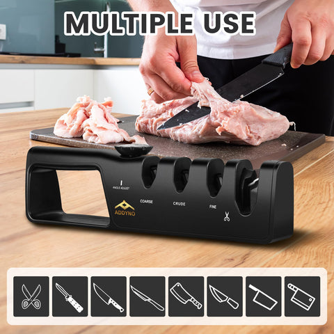 Addyno ADDYNO 4-in-1 knife sharpener scissors slot enables quick edge upkeep