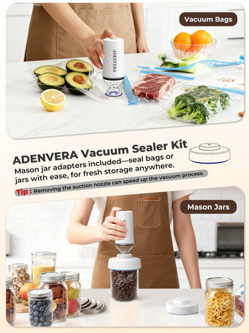 ADENVERA mason jar lids included for secure dry goods storage