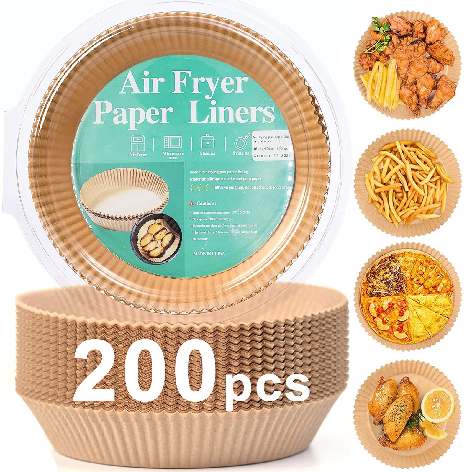 Adhjito 200pc air fryer liner pack for mess-free cooking