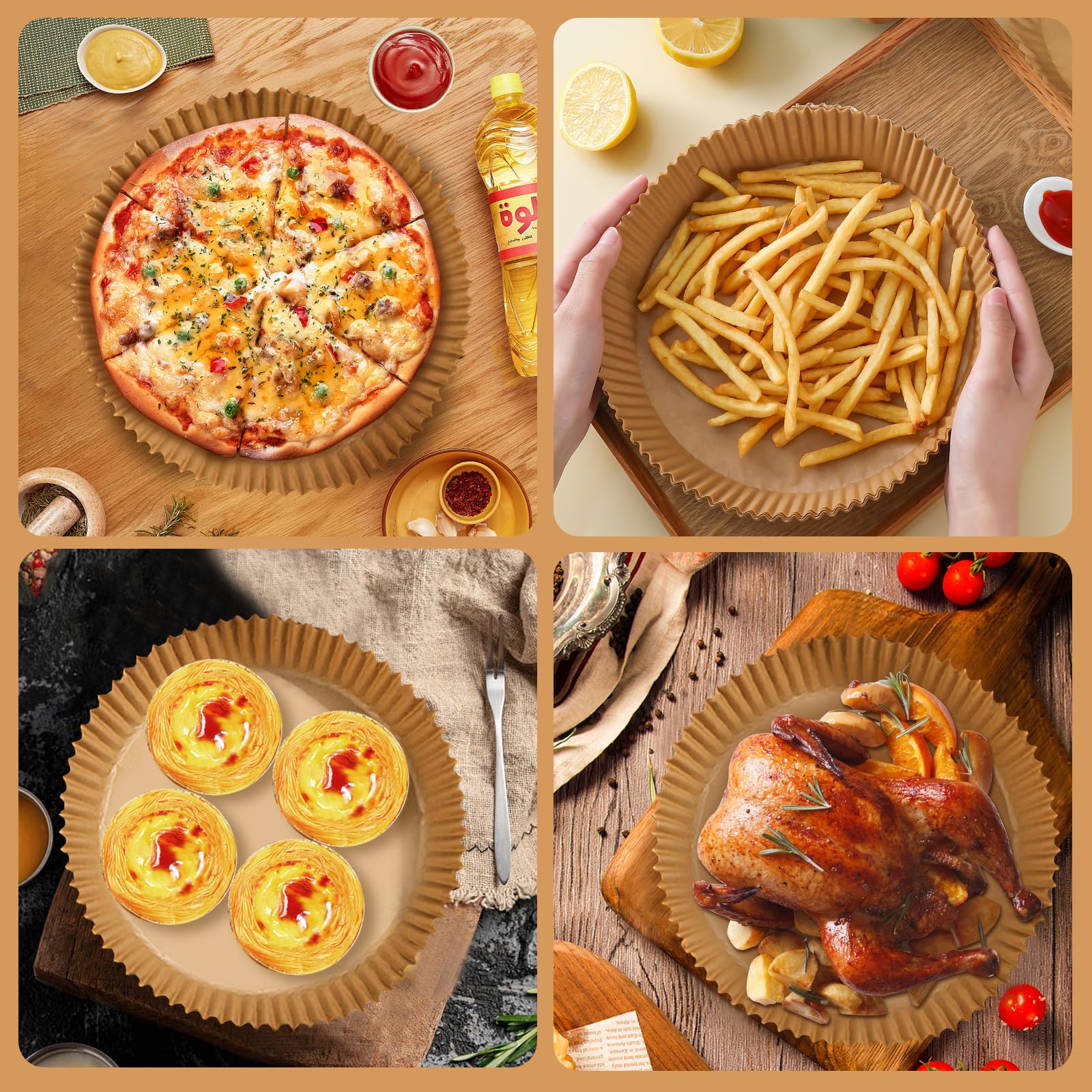 Adhjito liners waterproof and oil-proof surface protects basket interior.