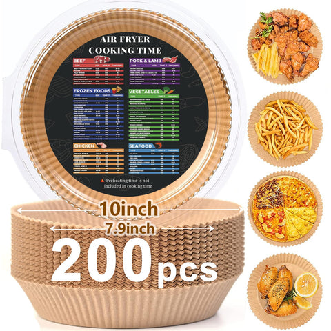 Adhjito 7.9-inch round air fryer liners packaging keeps meals tidy and prep simple.