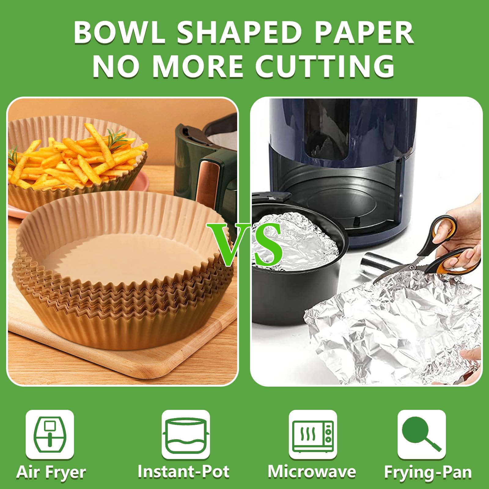 Adhjito round-bowl design liners simplify placement during cooking