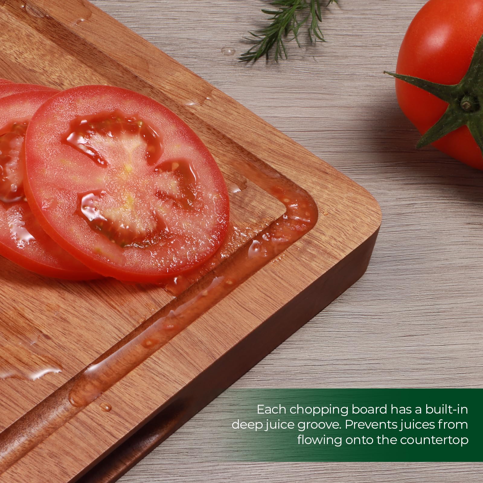 ADMKERS acacia cutting board with juice chute for mess-free prep