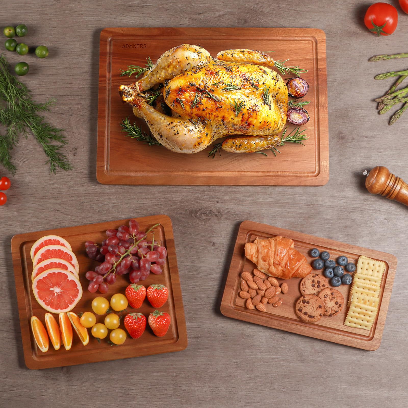 ADMKERS acacia cutting board mineral oil finish ready to use after rinse