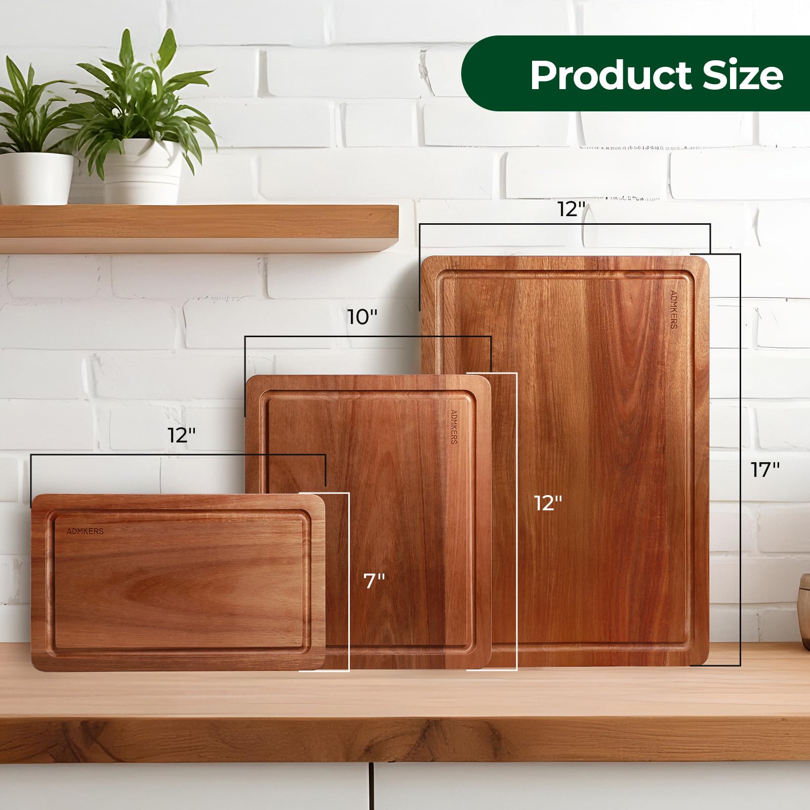 ADMKERS acacia cutting board 12x10 inch for deli and fruit prep