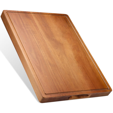 ADMKERS wood cutting board top view, large surface for meal prep and slicing